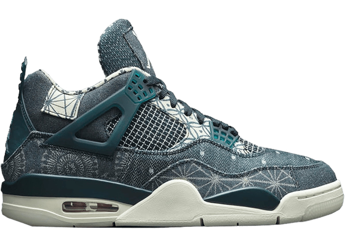 Air Jordan 4 Retro SE Sashiko – Blue Patchwork Sneakers
