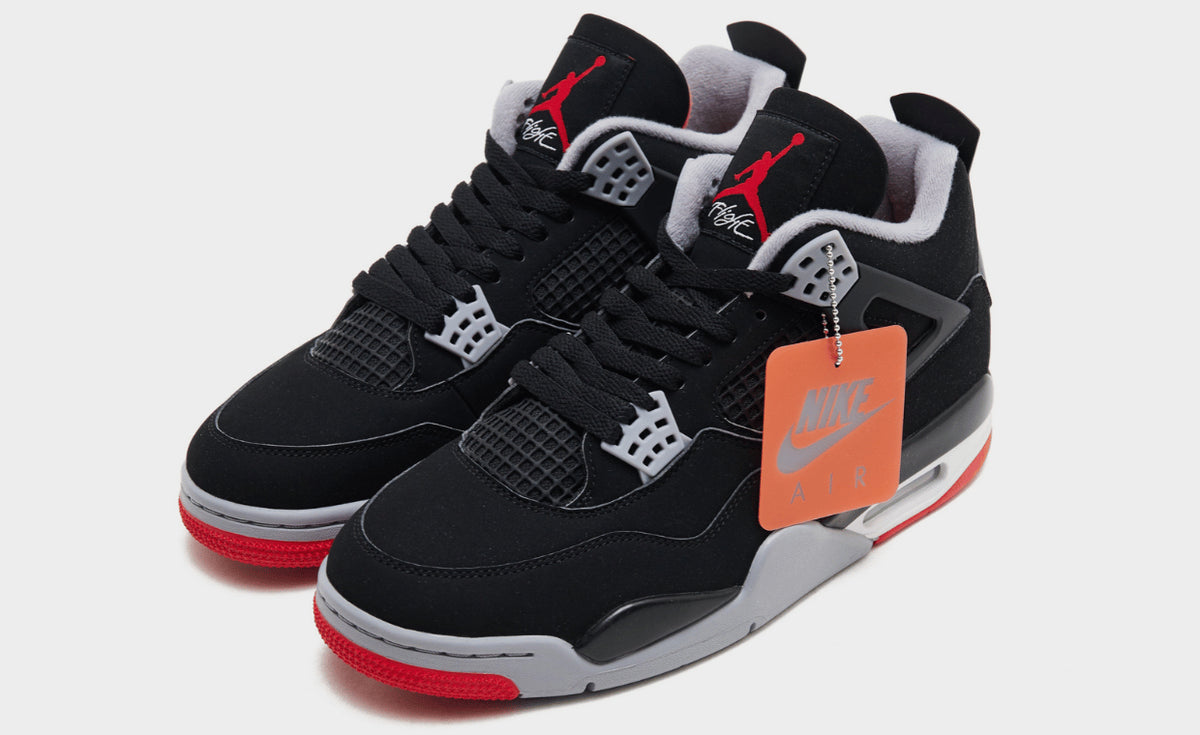 Air Jordan 4 Retro Sneakers – Black, Grey & Red